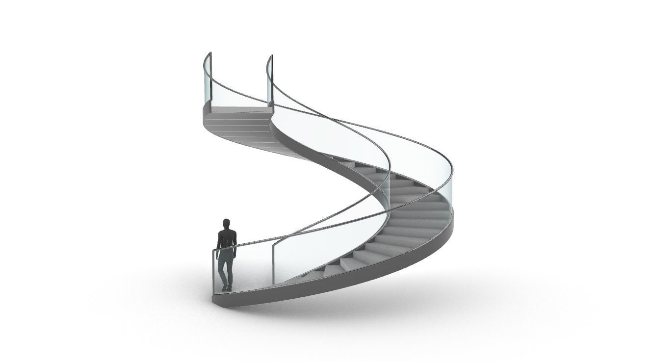 Spiral Staircase Set of 3 types of railings Architectural Detail 3D model_109