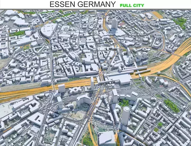Essen City Germany Low-poly 3D model