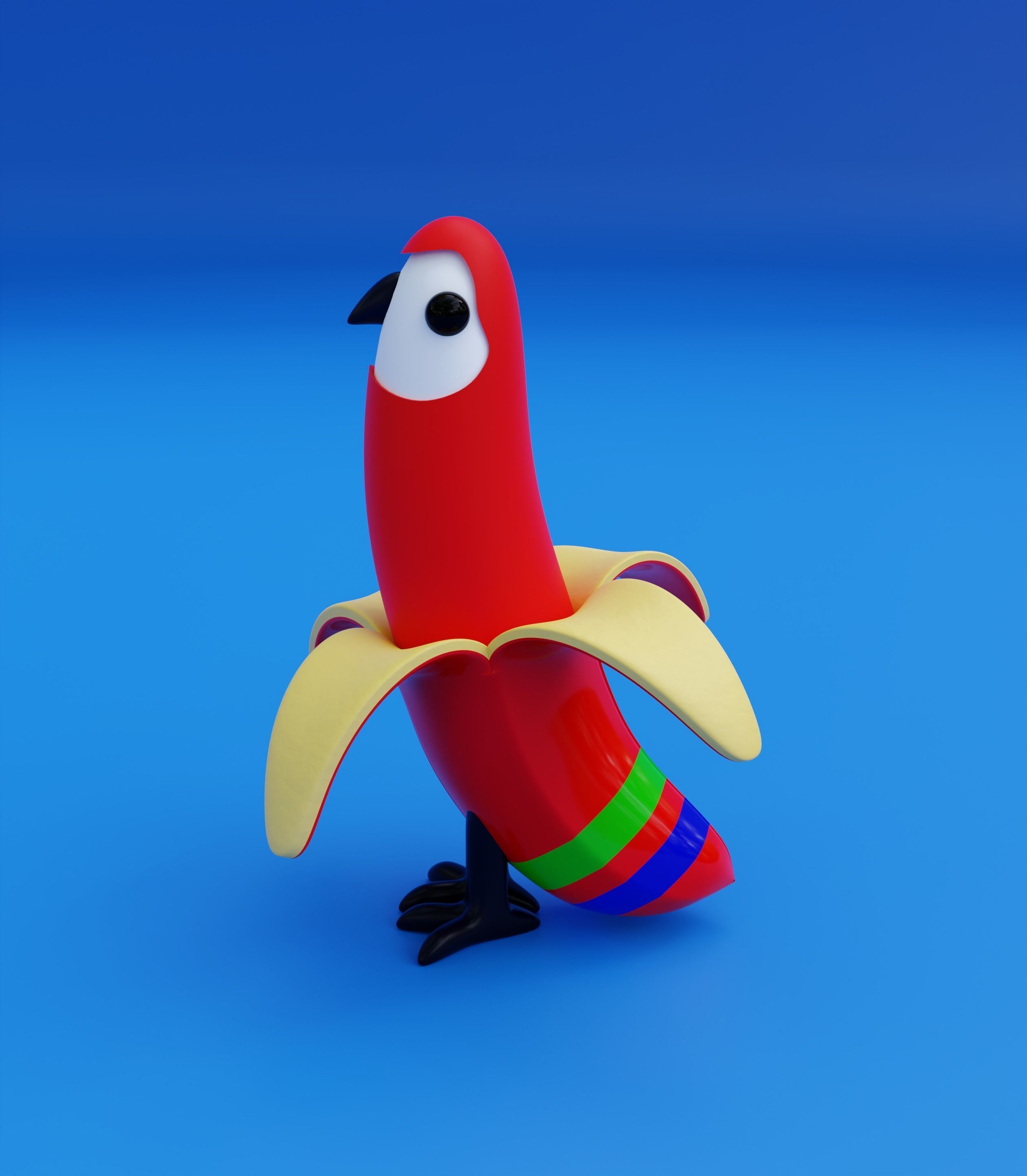 Banana birds Low-poly 3D model_12