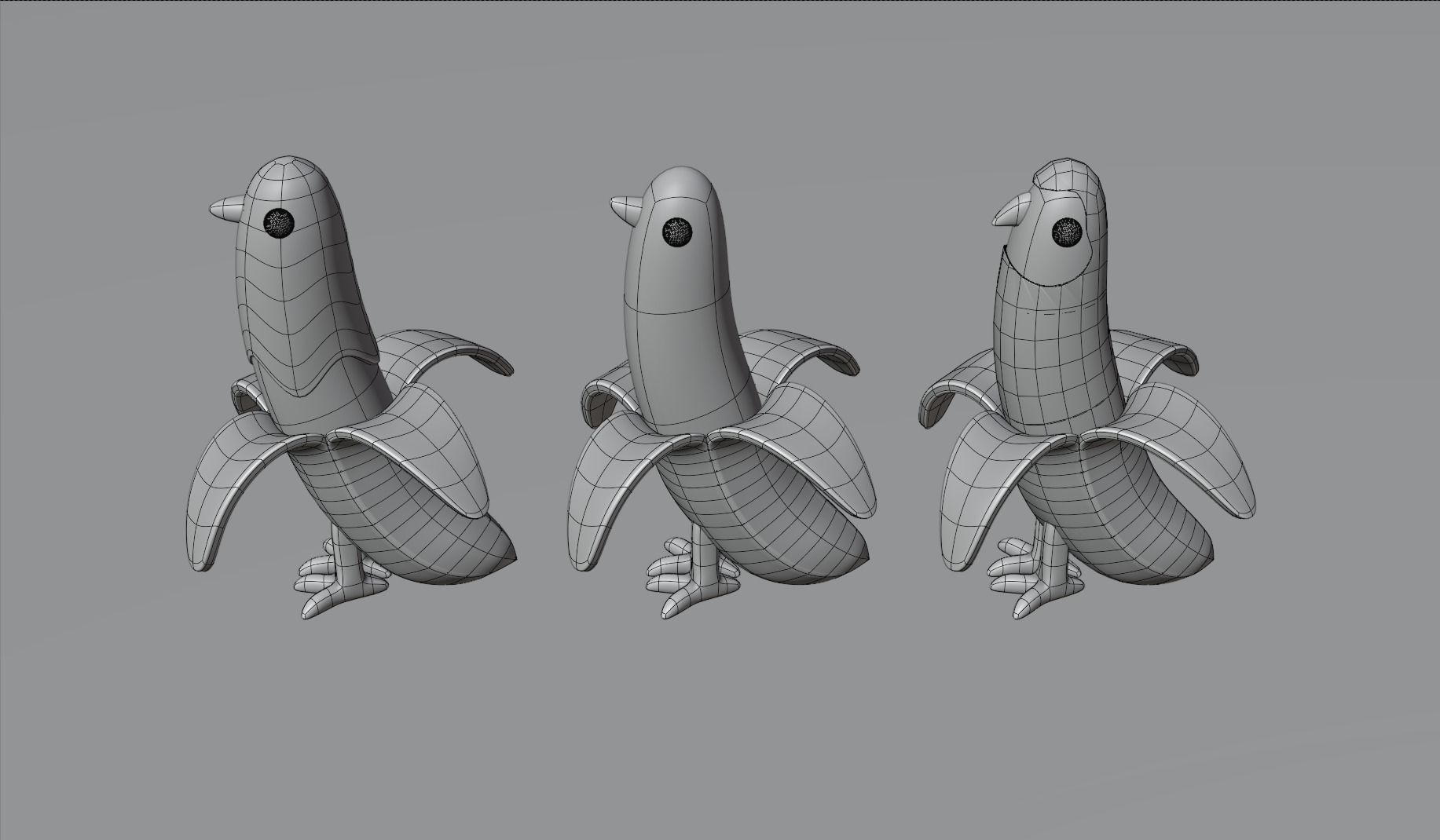 Banana birds Low-poly 3D model_2