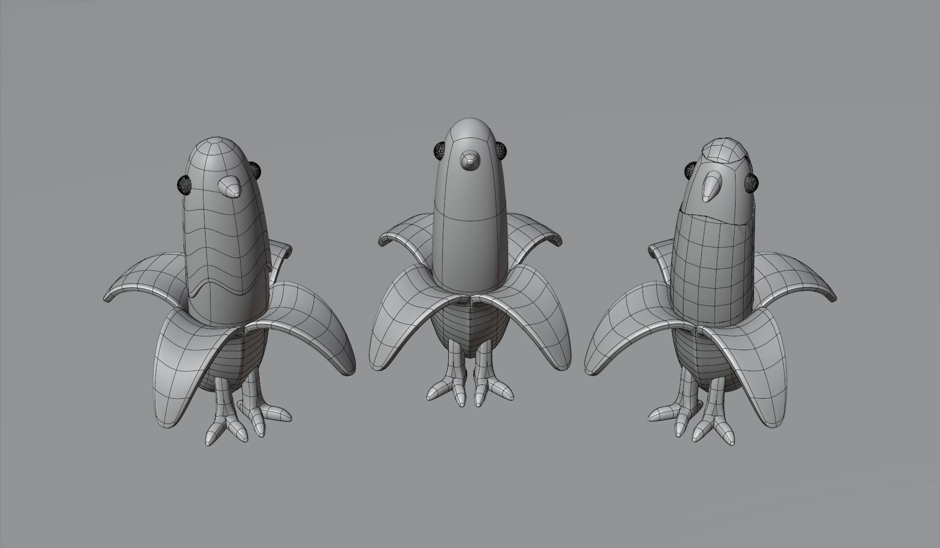 Banana birds Low-poly 3D model_5