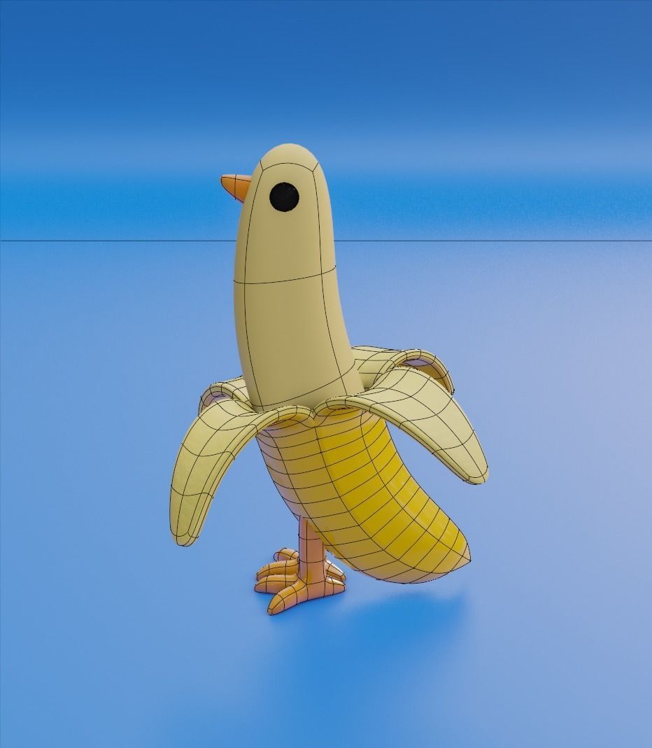 Banana birds Low-poly 3D model_7