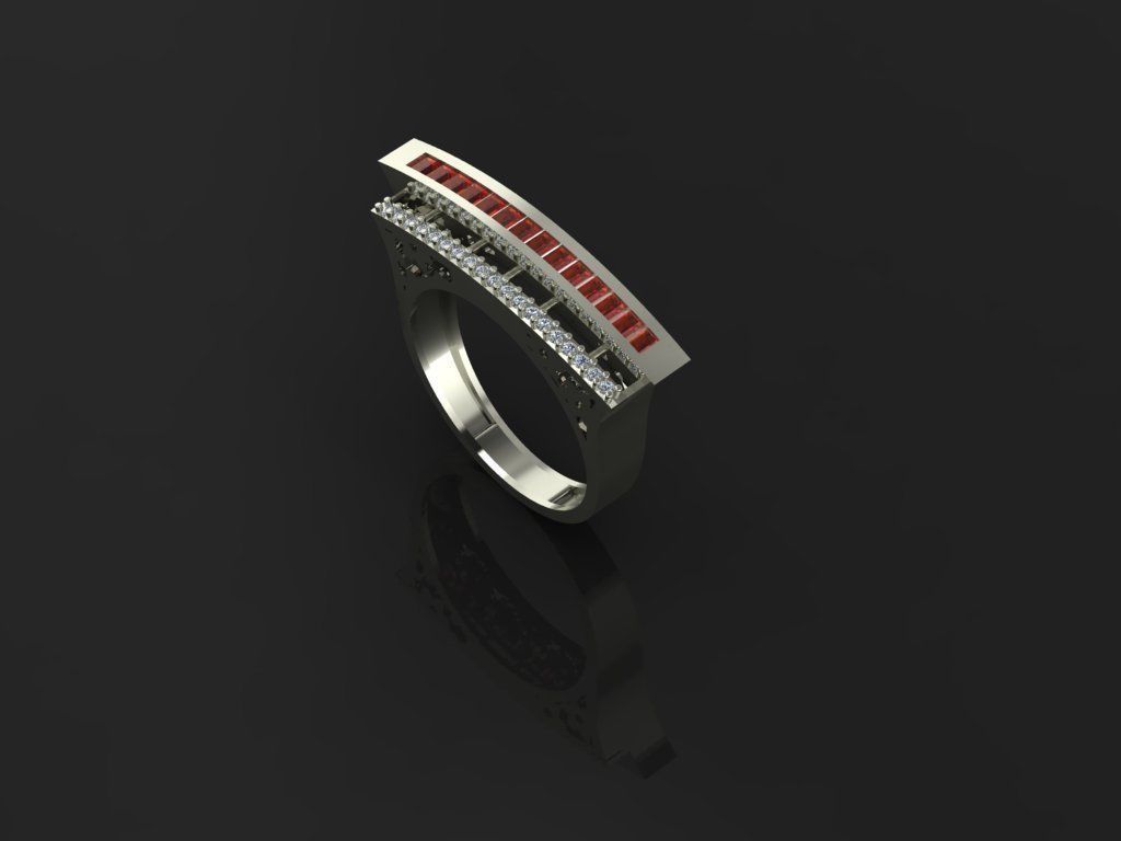 baguette ring 3D print model_2