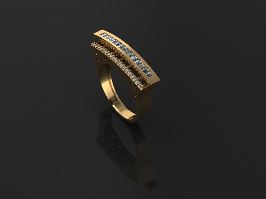 baguette ring 3D print model_1