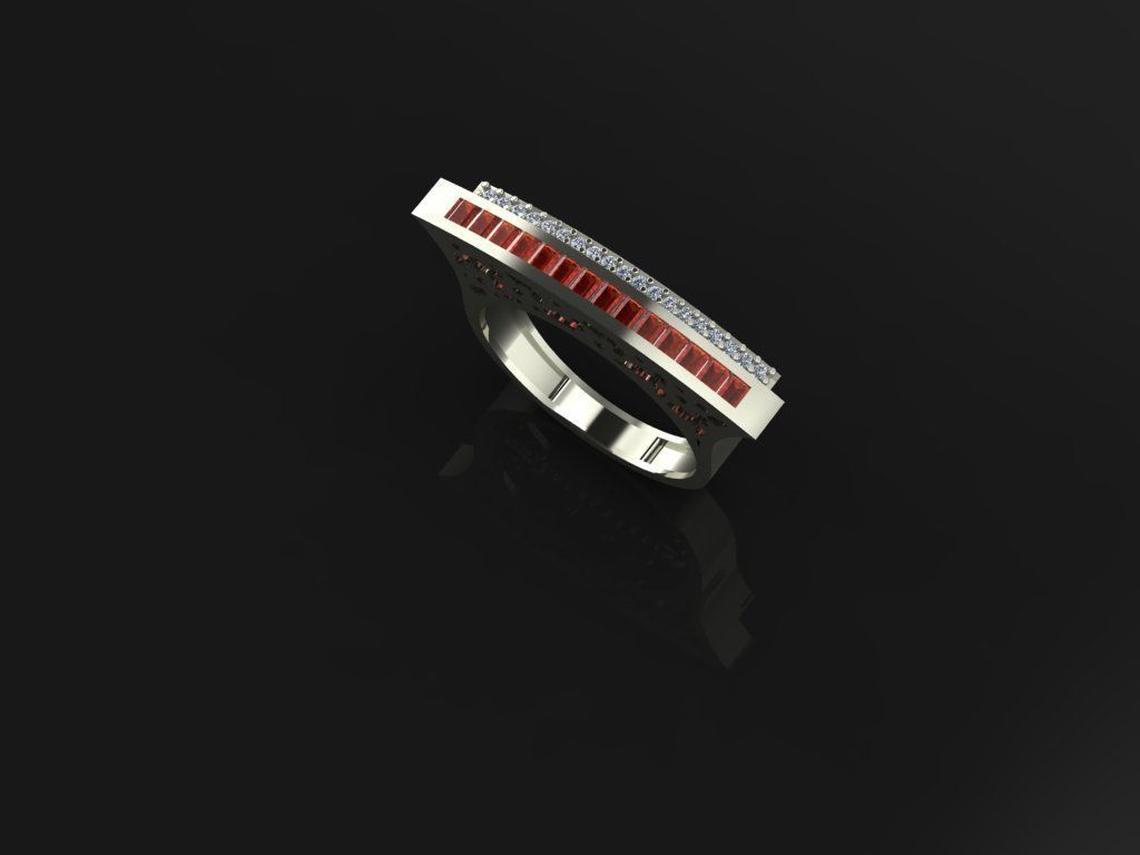 baguette ring 3D print model_3