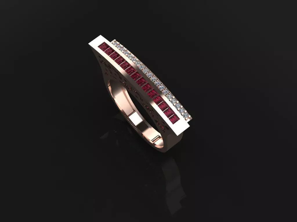baguette ring 3D print model_0