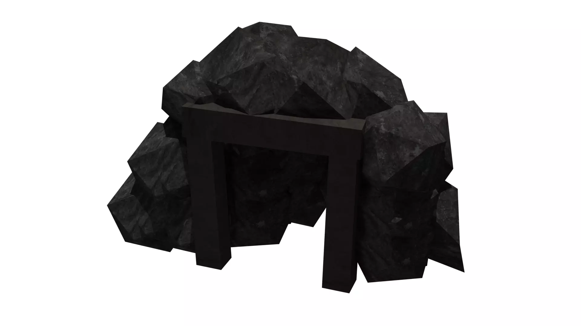 A low poly mine door made of rocks Free low-poly 3D model