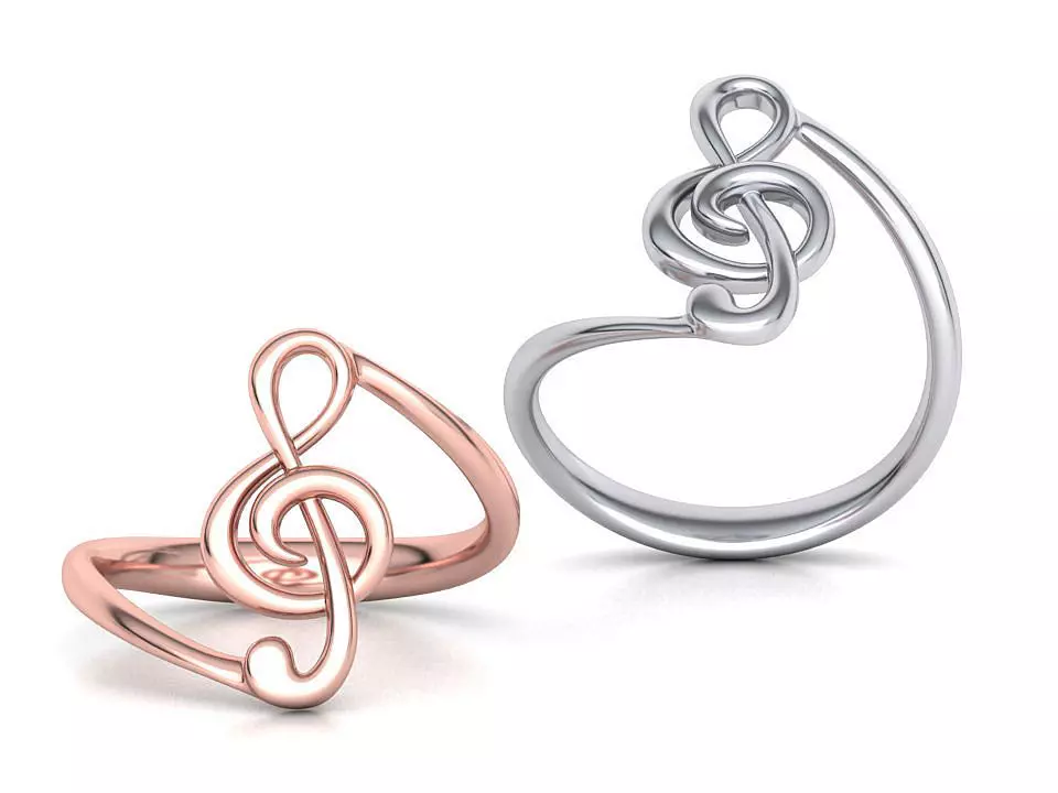 Music Note Treble Clef Note Ring Melody ring 3dmodel  3D print model_0