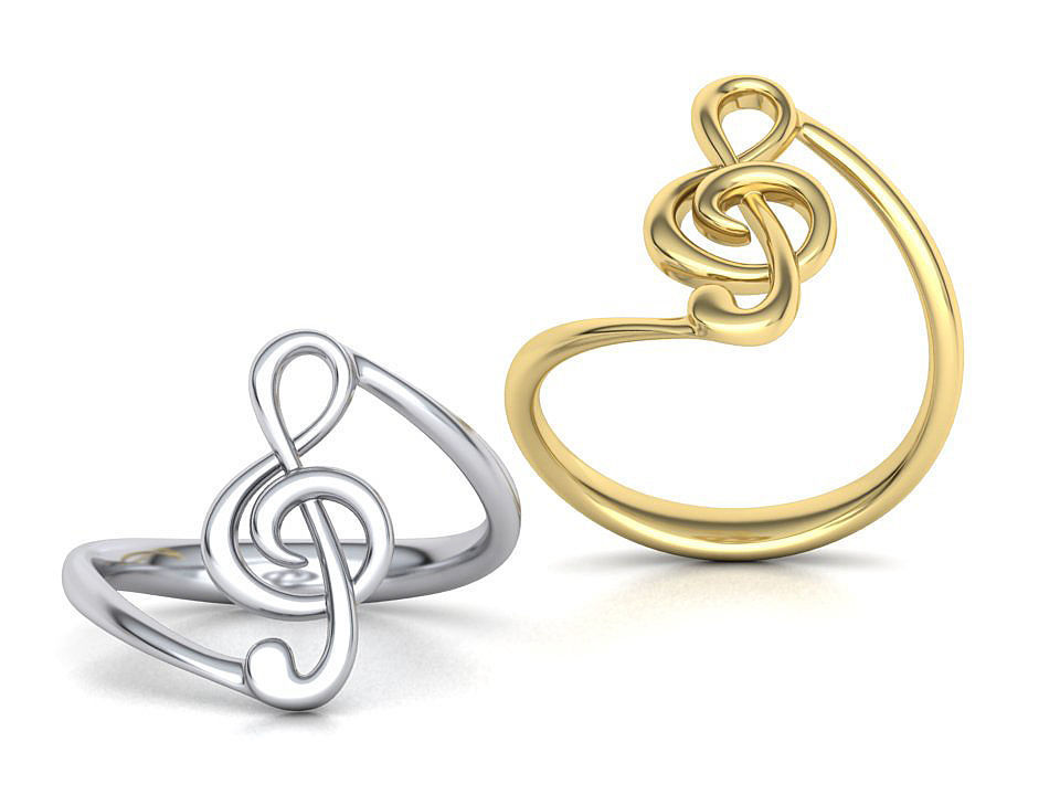 Music Note Treble Clef Note Ring Melody ring 3dmodel  3D print model_1