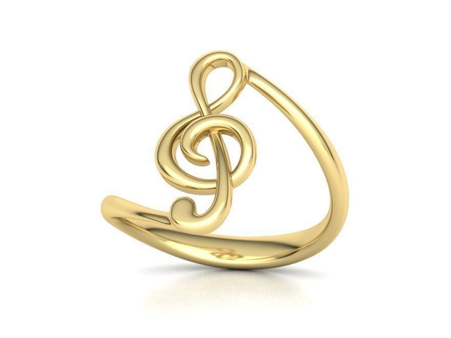 Music Note Treble Clef Note Ring Melody ring 3dmodel  3D print model_3