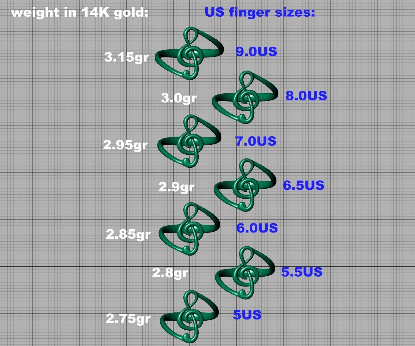 Music Note Treble Clef Note Ring Melody ring 3dmodel  3D print model_12