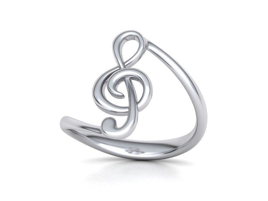 Music Note Treble Clef Note Ring Melody ring 3dmodel  3D print model_2