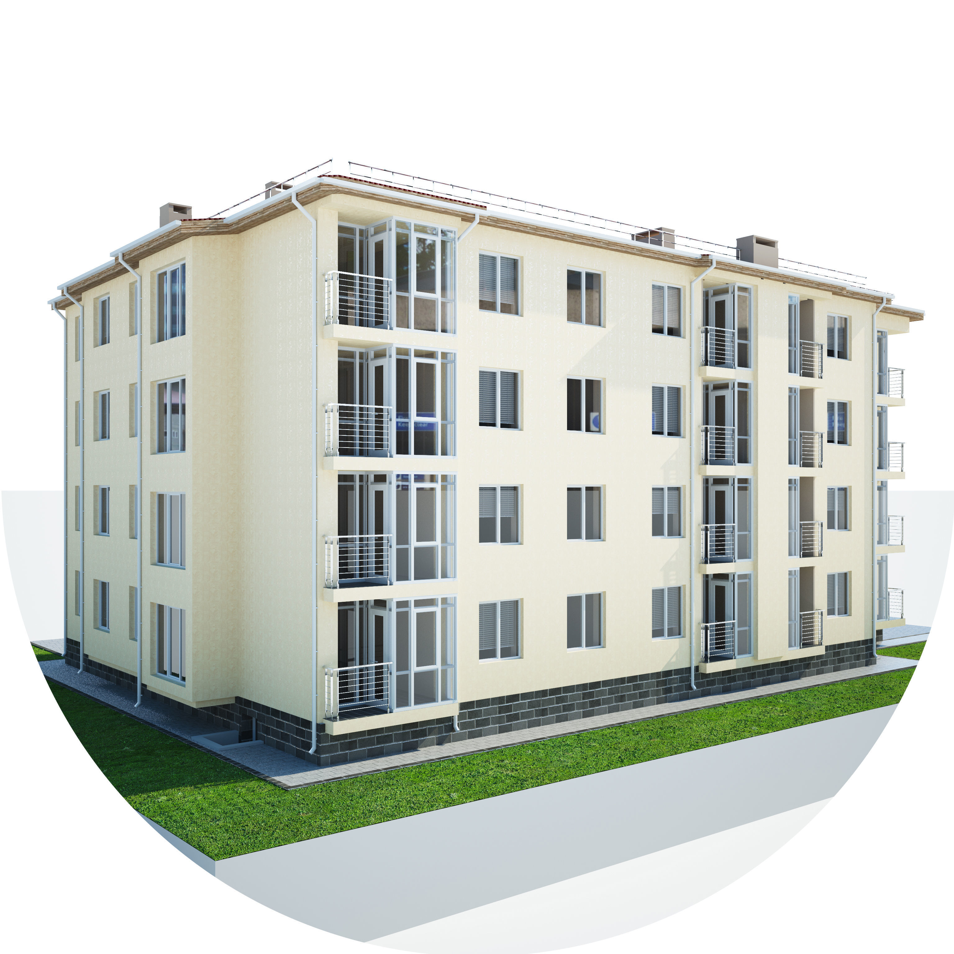 apartment house v03 3D model_4
