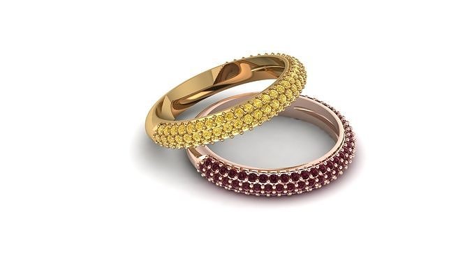 Luxury band gem set ring 3D print model