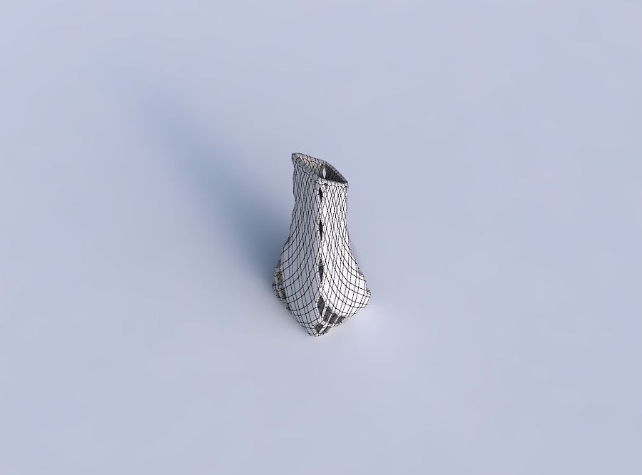 Vase squeezed and bent rectangle with diagonal grid lattice 2 3D print model_6