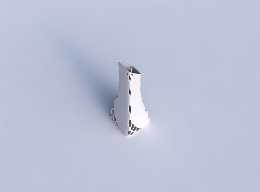 Vase squeezed and bent rectangle with diagonal grid lattice 2 3D print model_1