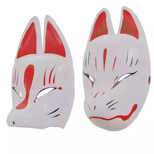 Kitsune masks 2in1 Noh Theatre Mask Japanese  3D model