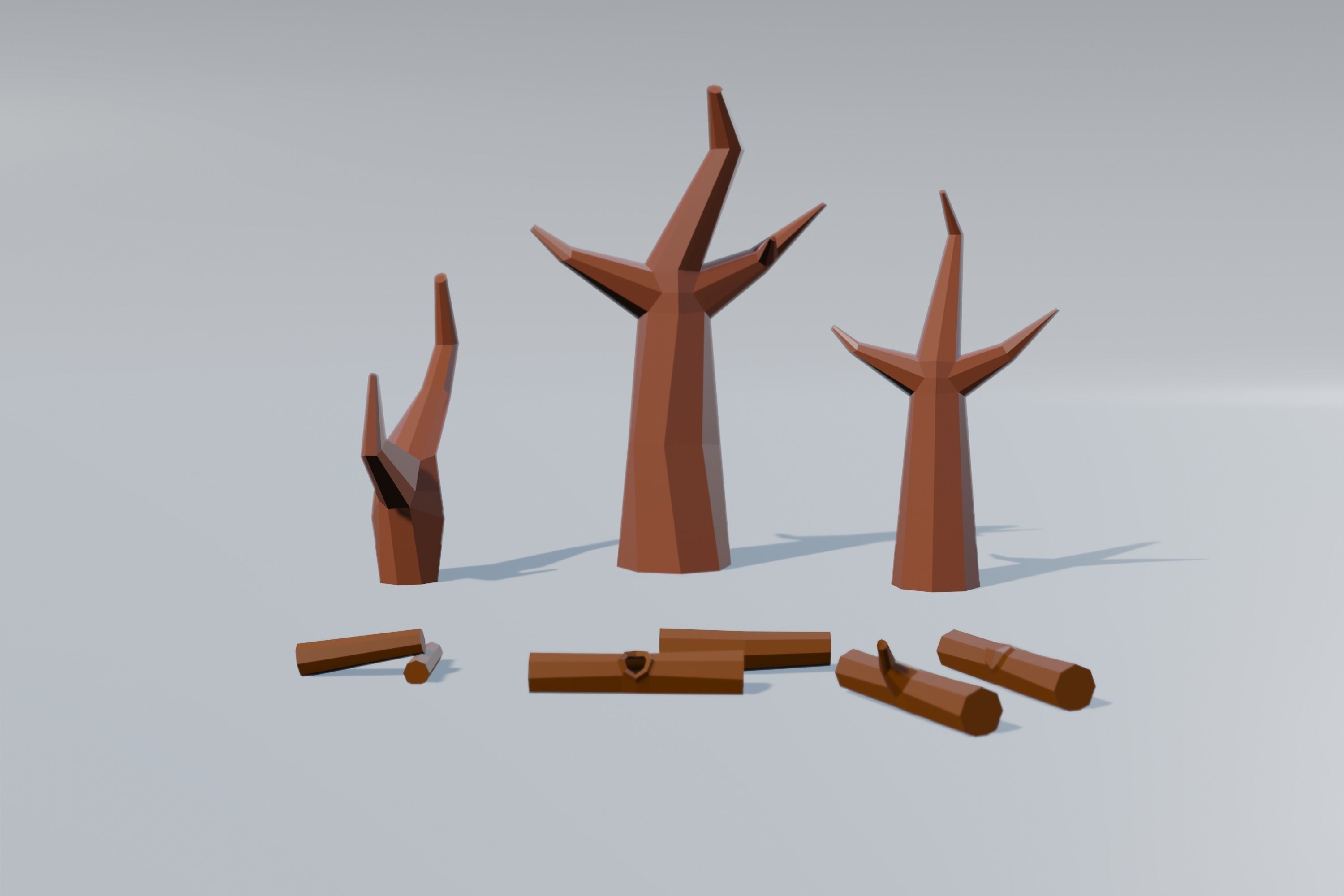 LowPoly trees nature 3D model_7