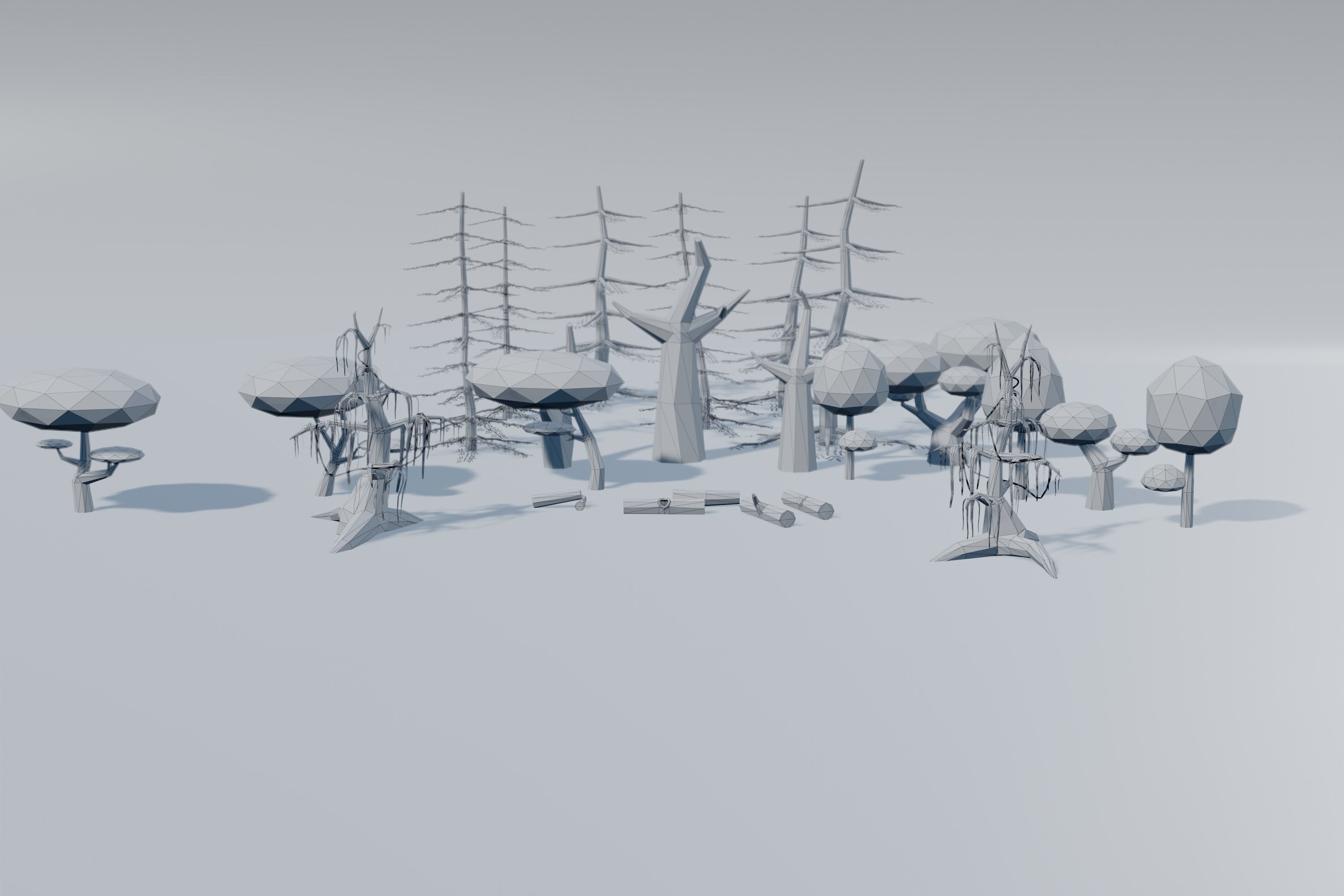LowPoly trees nature 3D model_1
