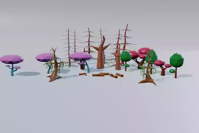 LowPoly trees nature 3D model