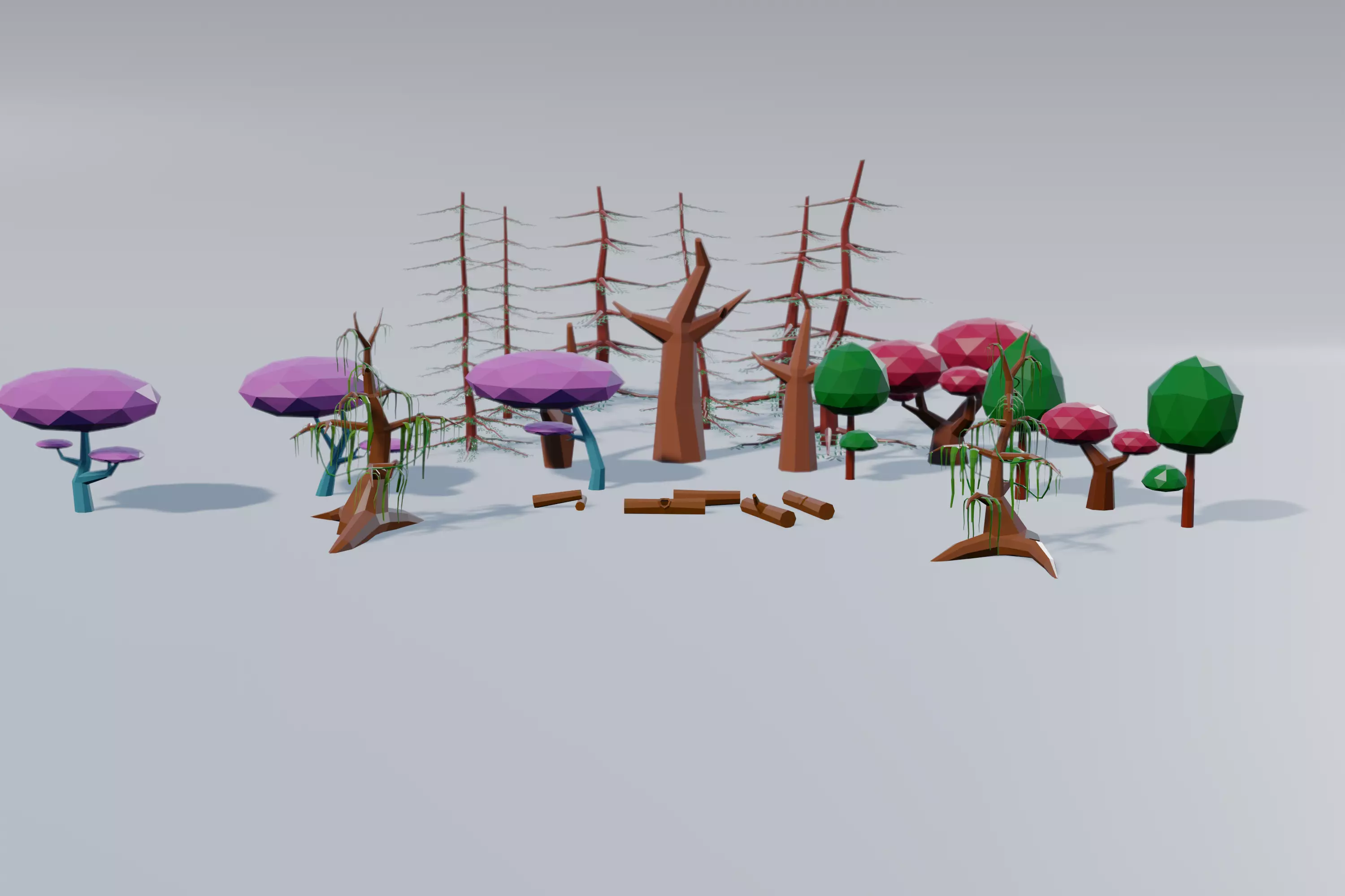 LowPoly trees nature 3D model_0