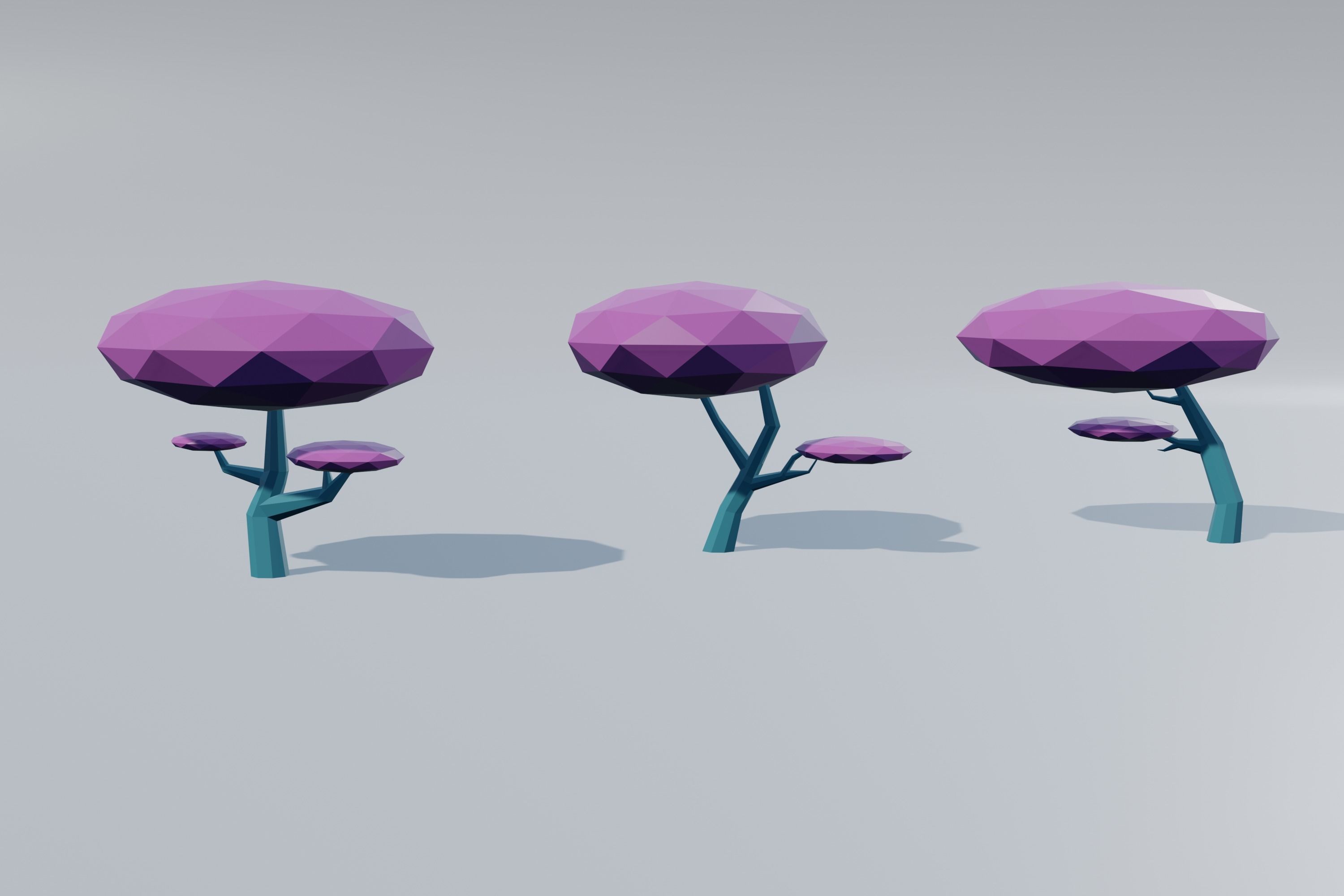 LowPoly trees nature 3D model_2