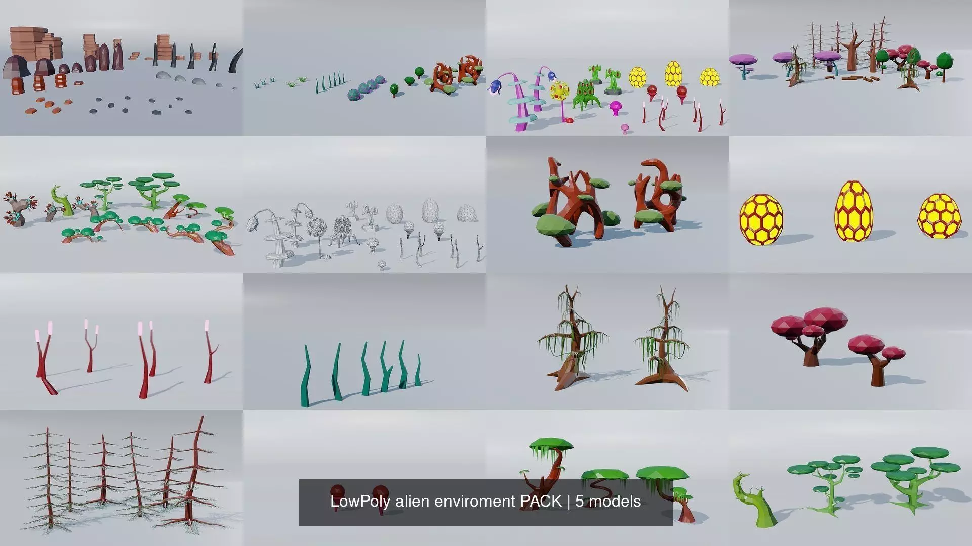 LowPoly alien enviroment PACK 3D Model Collection_0
