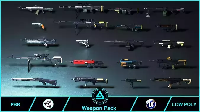 Weapon Pack Low-poly 3D model