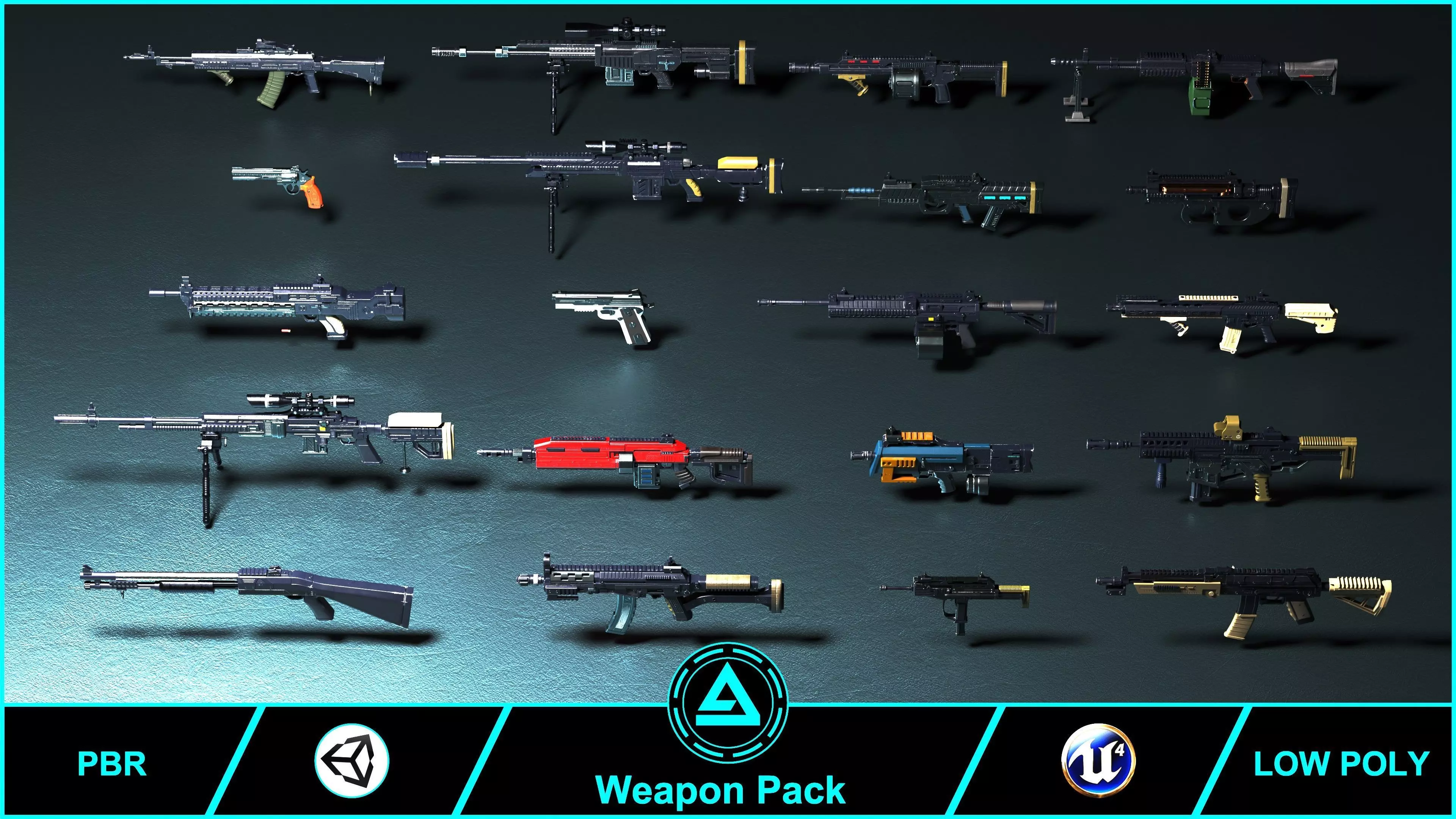 Weapon Pack Low-poly 3D model_0