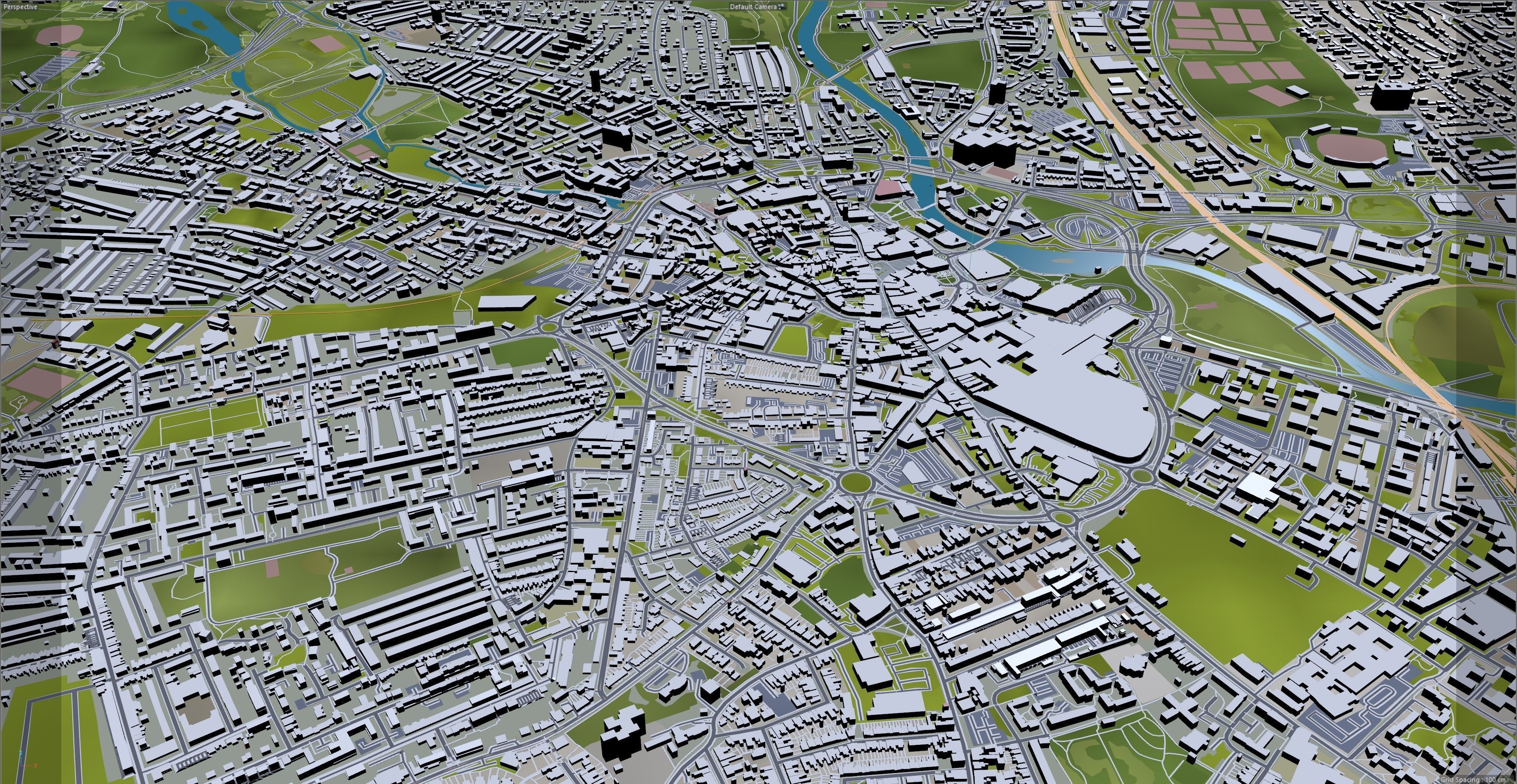 Derby City in England 40km Low-poly 3D model_10