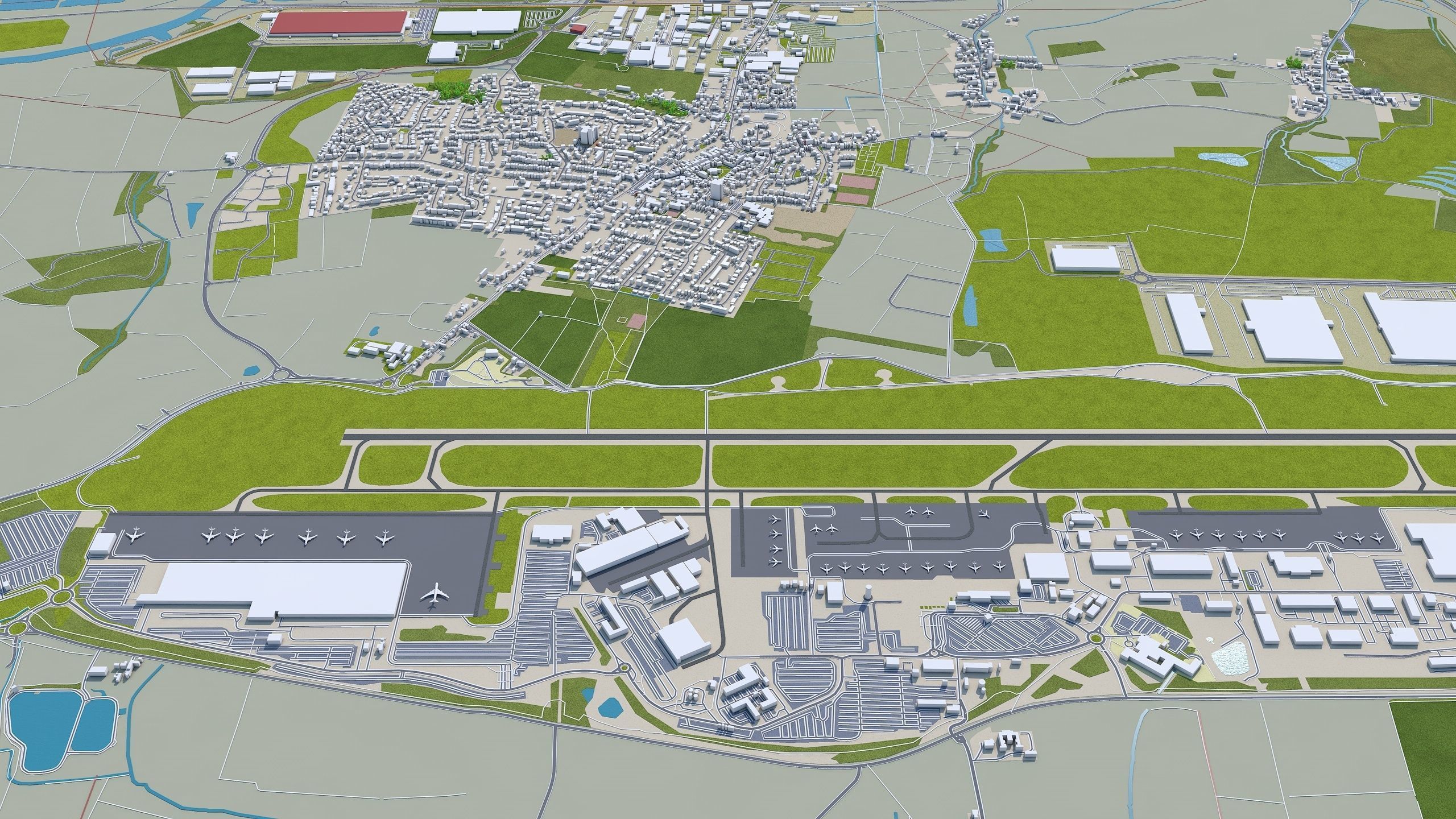 Derby City in England 40km Low-poly 3D model_9