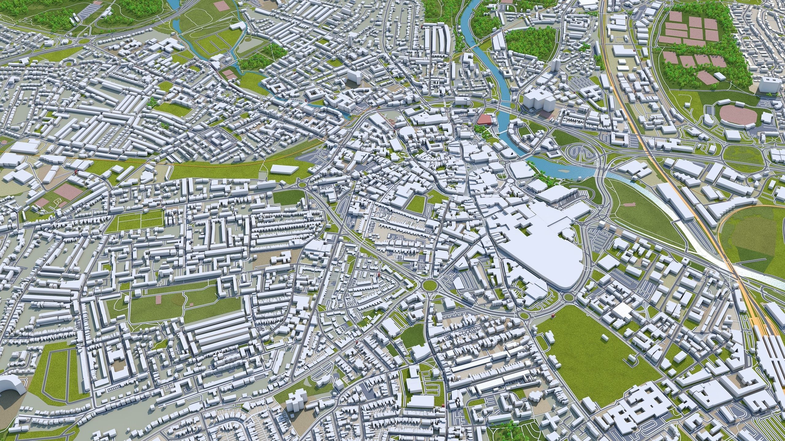 Derby City in England 40km Low-poly 3D model_2
