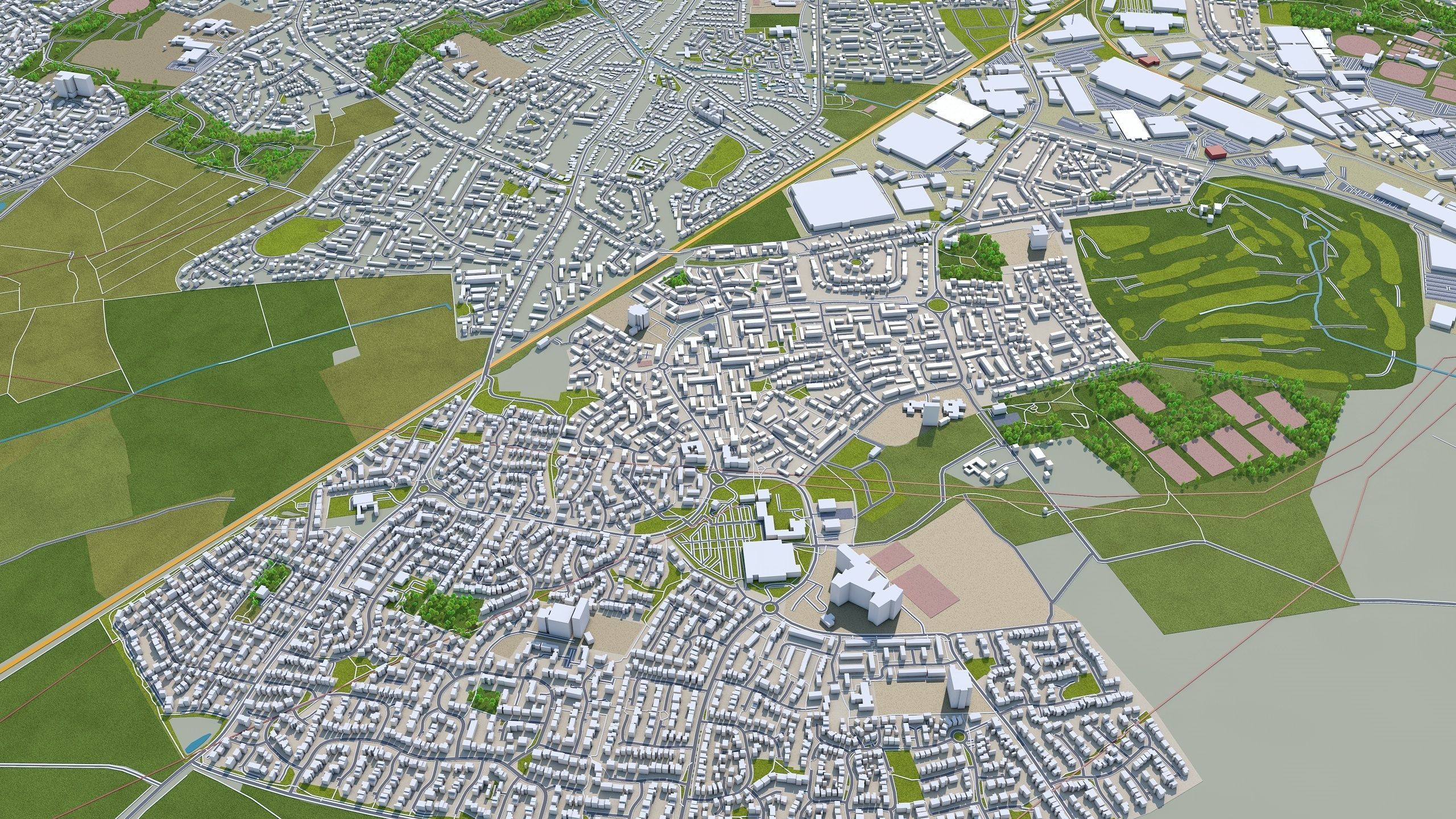 Derby City in England 40km Low-poly 3D model_5
