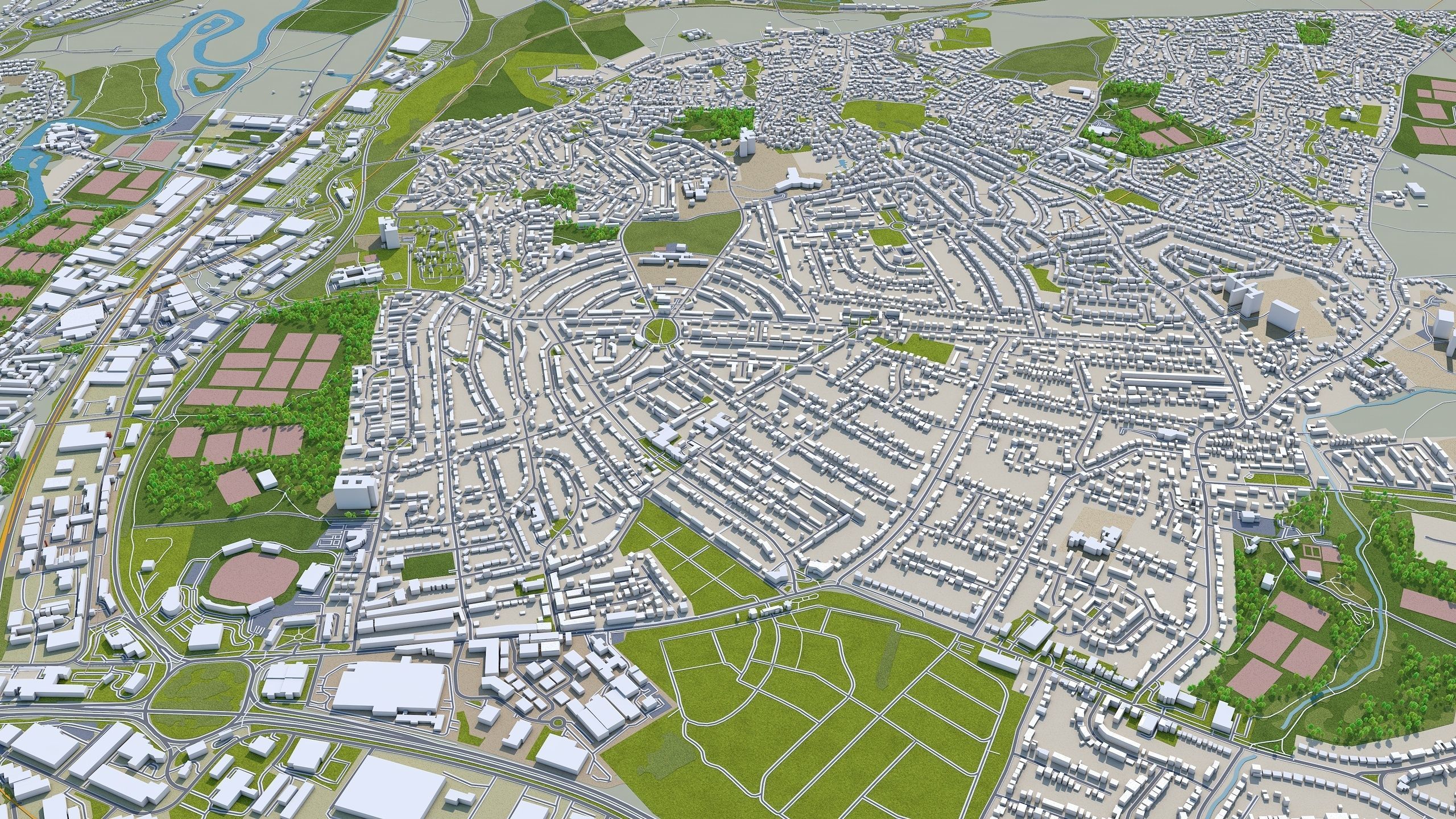Derby City in England 40km Low-poly 3D model_8