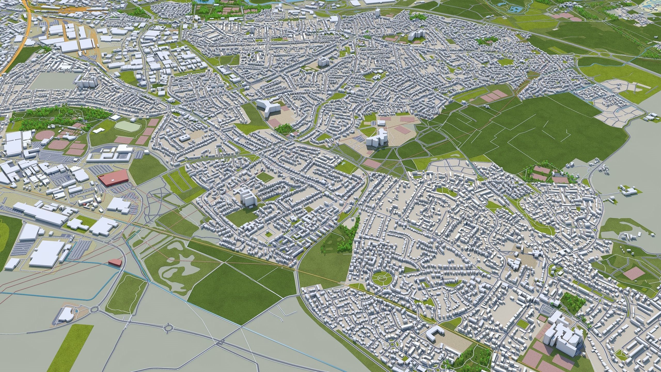Derby City in England 40km Low-poly 3D model_6