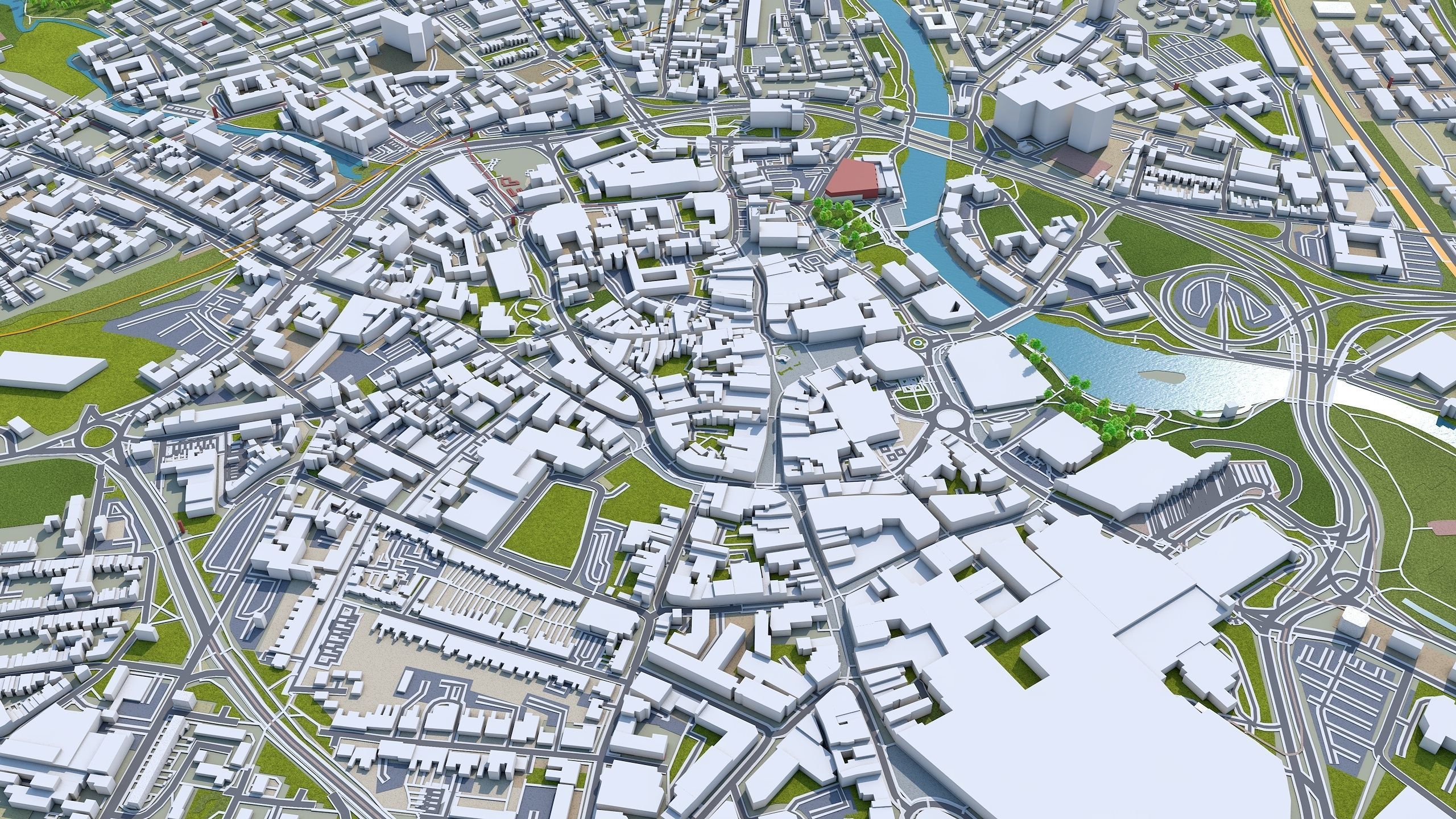 Derby City in England 40km Low-poly 3D model_1