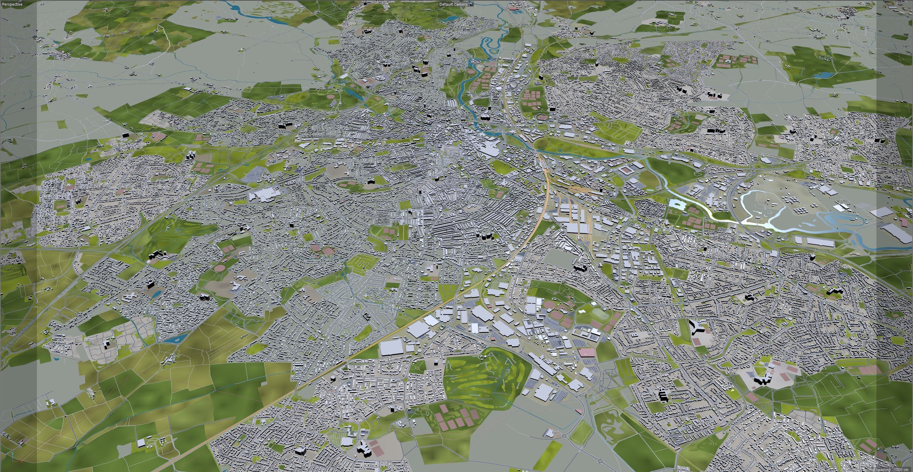 Derby City in England 40km Low-poly 3D model_13