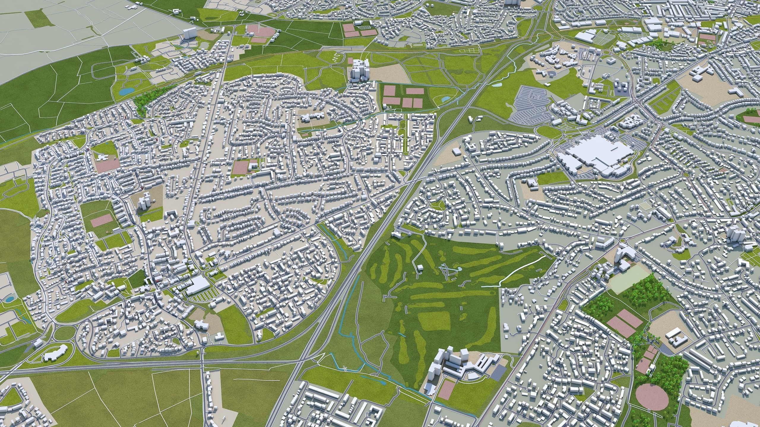 Derby City in England 40km Low-poly 3D model_4