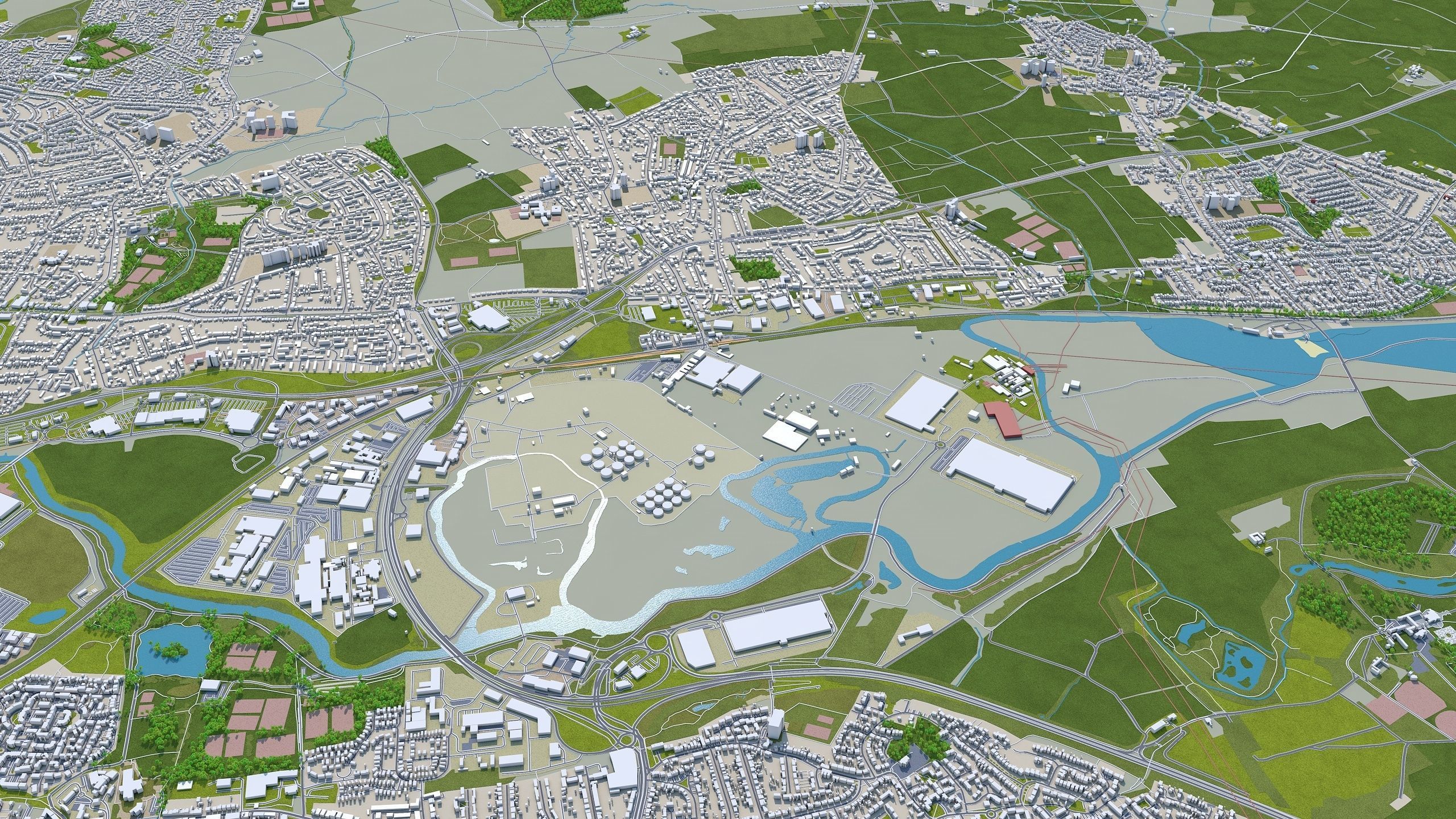 Derby City in England 40km Low-poly 3D model_7