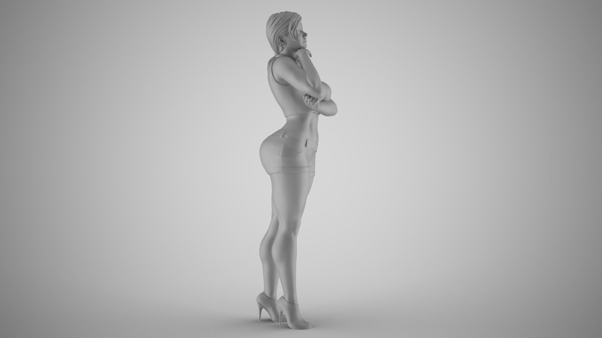 Woman Standing Chat 4 3D print model_3