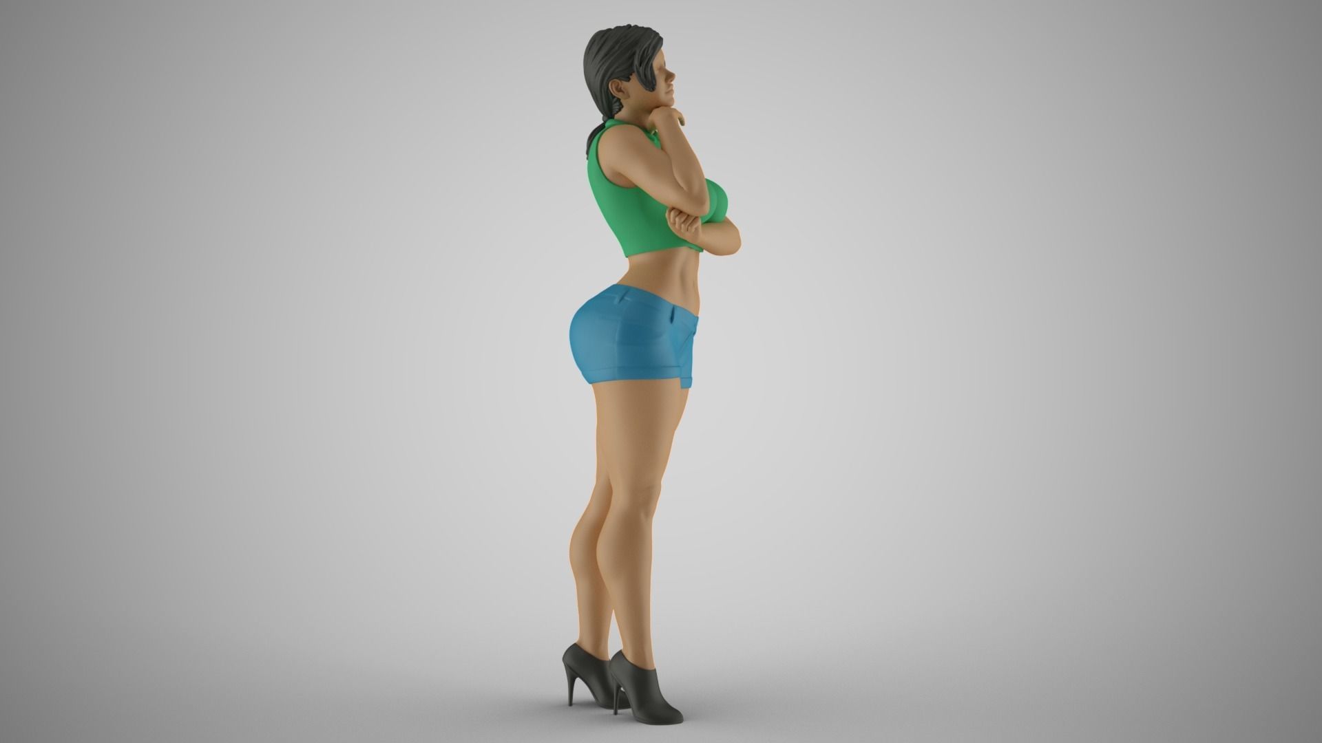 Woman Standing Chat 4 3D print model_4
