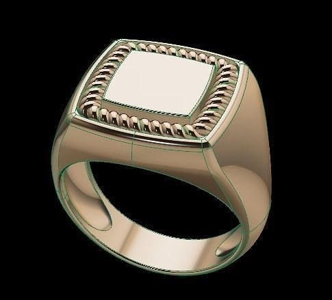 Square Antique Men Signet Rope Twist Ring 3D print model