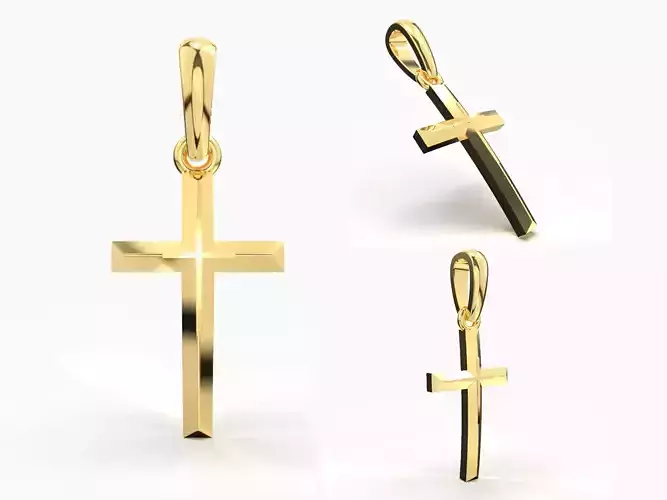 JESUS CROSS GOLD PENDANT 3D print model