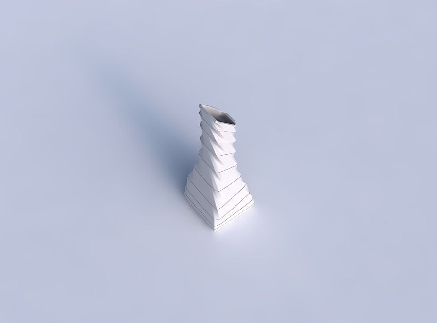 Vase squeezed and bent rectangle with horizontal dents and tw... 3D print model_1