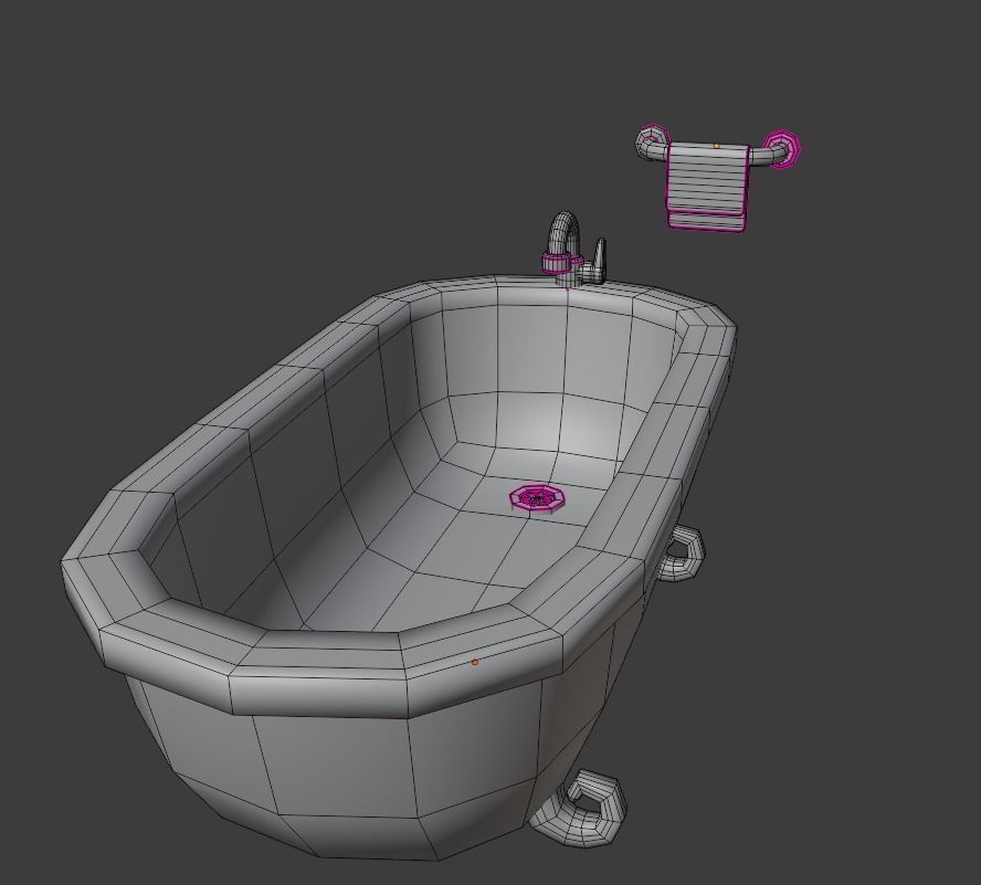 Cartoon Bathroom Package Low-poly 3D model_5