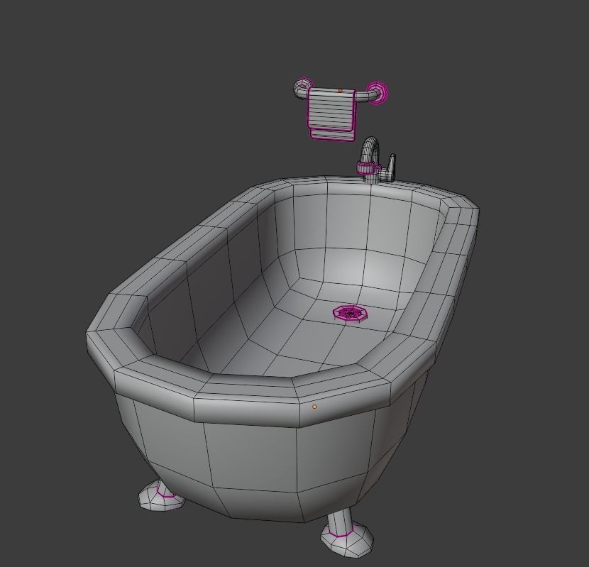 Cartoon Bathroom Package Low-poly 3D model_8