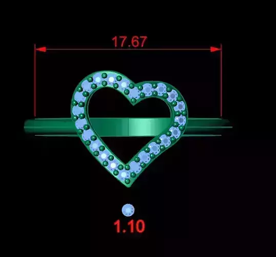 JEWELLERY heart ring with crystals