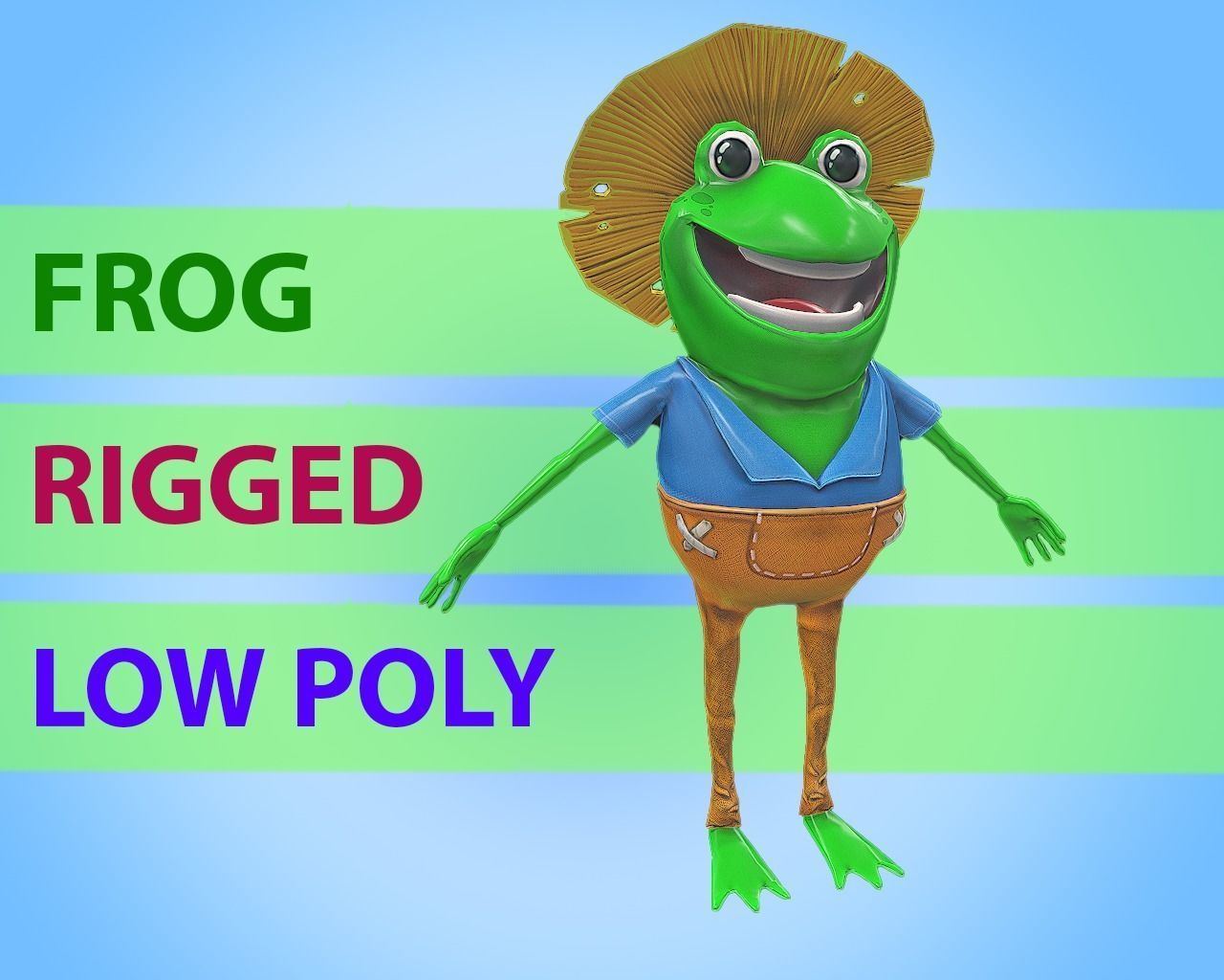 Frog character Low-poly 3D model