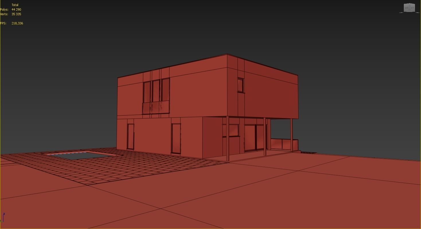 Modern house Low-poly 3D model_5