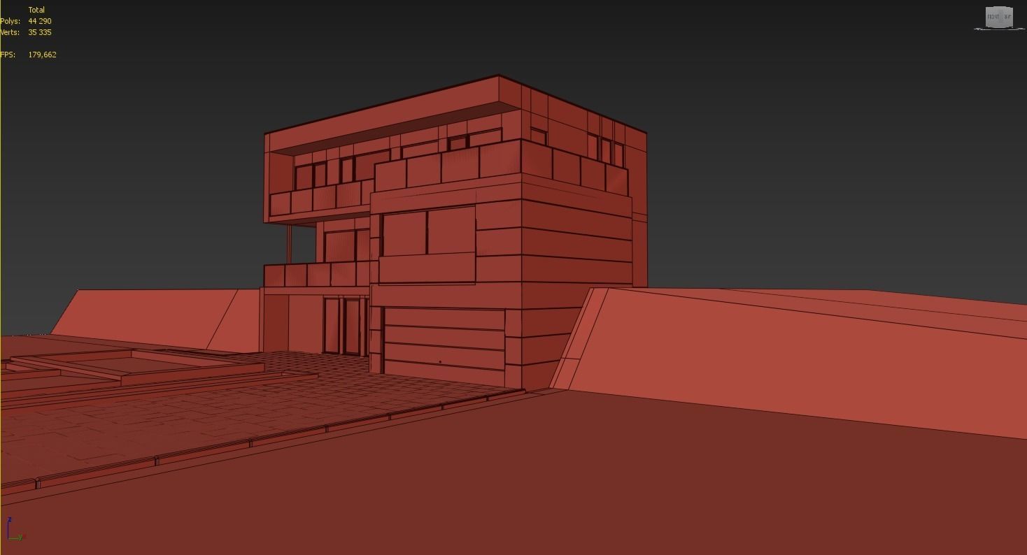 Modern house Low-poly 3D model_3